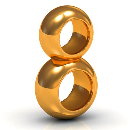 March 8 from two thick gold rings on a white background