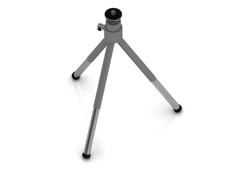 Aluminum tripod for the camera on a white background insulatedの写真素材