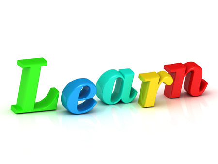Learn - 3d inscription bright volume letter on white backgroundの写真素材