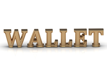WALLET - inscription of gold letters on white backgroundの写真素材