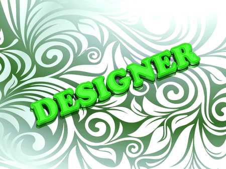 DESIGNER- bright color letters on nice green ornament backgroundの写真素材