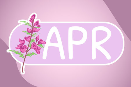 april month birth flower with pink sweet pea illustrationのイラスト素材