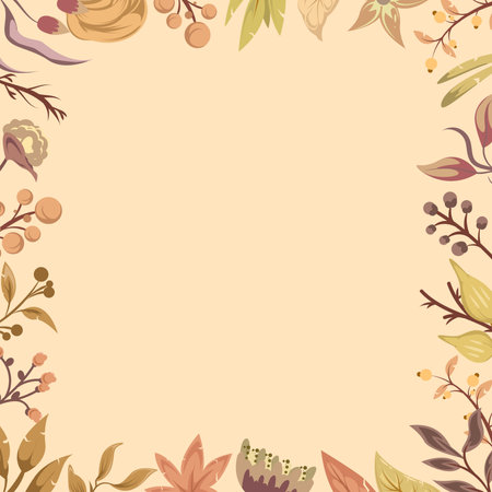 autumn decorative background with dried floral plant element frameのイラスト素材