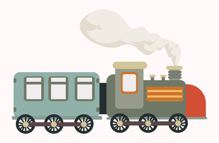 cute train locomotive illustration pastel colorのイラスト素材