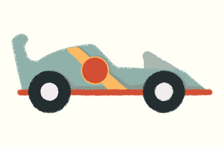 hand drawn painting sport racing car element for kid wear, poster, wall decor printのイラスト素材
