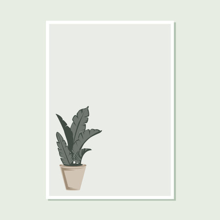 minimalistic house plant art pastel color for home wall decor framed poster printのイラスト素材