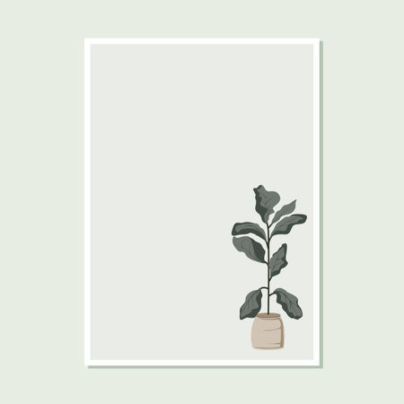minimalistic house plant art for home wall decor framed poster printのイラスト素材