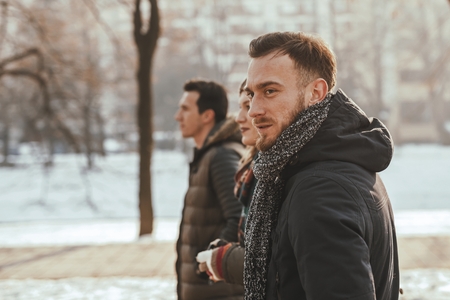Young depressed man with sad face expressionの写真素材