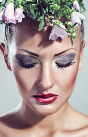 beautiful young woman , with beauty glamour makeup ,make-upの写真素材