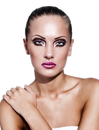 fashion model , beautiful woman with glamour makeupの写真素材