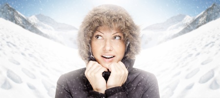 beautiful young woman in winter jacket