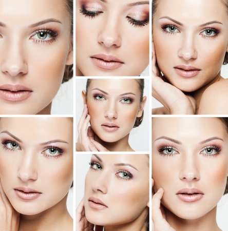 collage of a beautiful woman with perfect clean skin collage of a beautiful woman with perfect clean skin