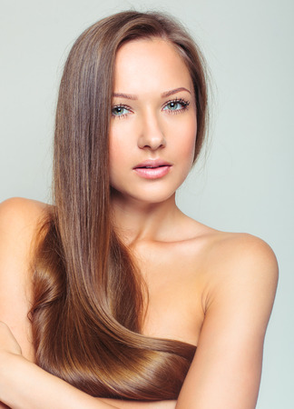 beautiful woman with perfect skin and faceの写真素材