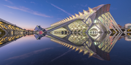 The City of Arts and Sciences is an entertainment-based cultural and architectural complex in the city of Valencia, Spain. It is the most important modern tourist destination in the city of Valencia and one of the most relevant in Spain, designed by archiのeditorial素材