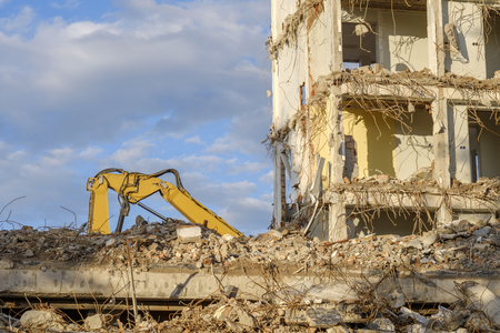 Old building is being demolished to make way for new constructionの写真素材