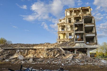Old building is being demolished to make way for new constructionの写真素材