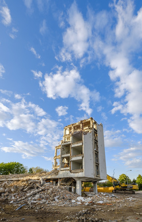 Old building is being demolished to make way for new constructionの写真素材