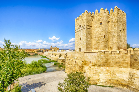 Cordoba, Spain, Andalusia. callahora tower and roman bridge on guadalquivir river.の写真素材