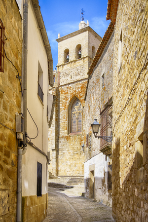 Stone and whitewashed houses of Trujillo street, Extremadura, Spain.の写真素材