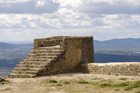 beautiful viewpoint with a panoramic view called the balcony of the extremadura in montanchez, province of caceres, spainの写真素材