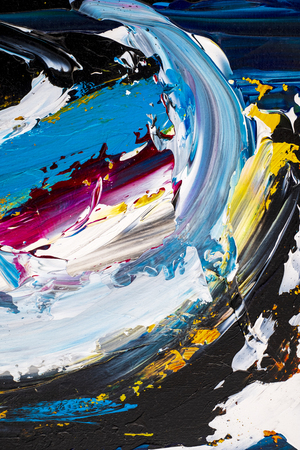 Abstract art background. Oil painting on canvas. Multicolored bright texture. Fragment of artwork. Brushstrokes of paint. Modern art.の写真素材