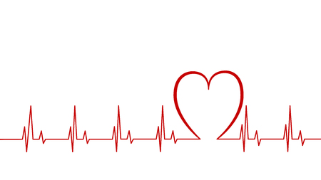 Heart pulse, Red and white colors, cardiogram, beautiful healthcare, medical background. modern simple design, Icon, sign or logo vector, healthcare concept.のイラスト素材