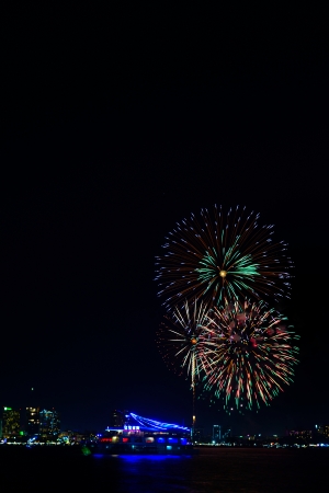 PATTAYA, THAILAND-NOVEMBER 29, 2013  The first day of the Pattaya International Fireworks Festival 2013 in Pattaya Beach, Thailandのeditorial素材