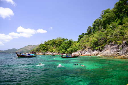 beautiful sea and island and beach in andaman thailand. Lipe island. Koh kaiのeditorial素材