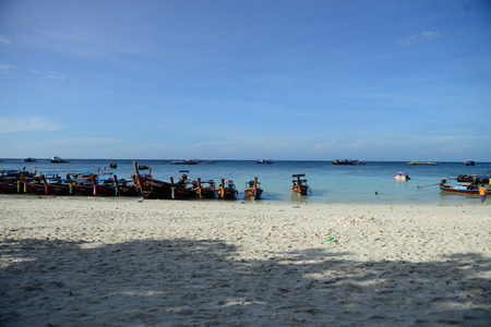 Longtail boat on crystal clear sea at tropical beach, Koh Lipe, Andaman Sea, Thailandのeditorial素材