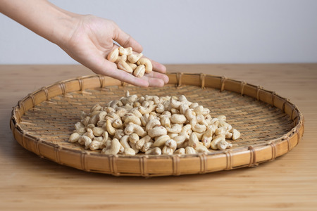 Cashew Nut  picked  by Hand selective focusの写真素材