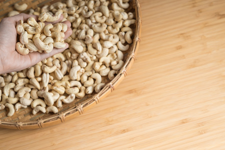 Cashew Nut on Hand selective focusの写真素材