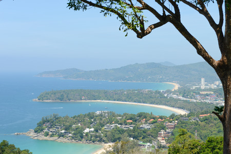 Tropical beach . coastline from high view point. Kata and Karon beaches, Phuket, Thailandの写真素材