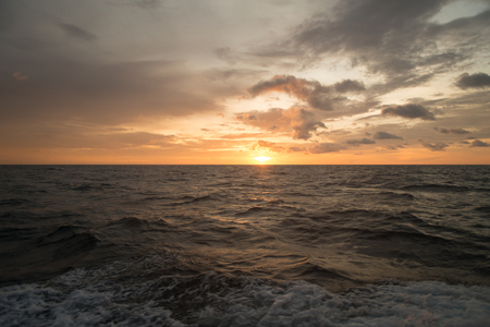 ocean landscape with sunset for backgroundsの写真素材