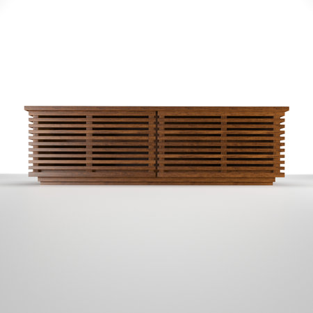 modern minimal furniture with white background studio style, its mixer of different wooden vs concrete textures, some are wire-frame furniture some are good quality pink furnitureの写真素材