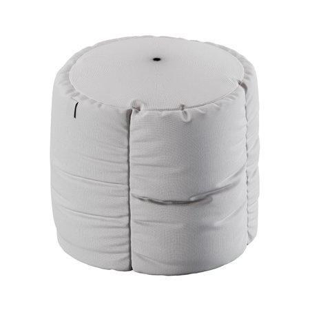 White pouf isolated on white background. Clipping path included.の写真素材