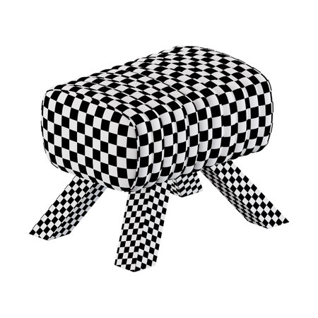 Black and white checkered stool isolated on white background. 3d renderの写真素材