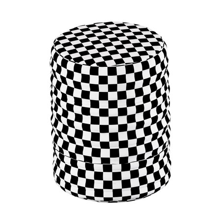 Black and white checkered casino chips isolated on white background.の写真素材