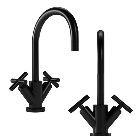 Black faucet isolated on white background. 3d render.の写真素材