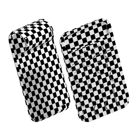 Black and white checkered mobile phone cover isolated on white backgroundの写真素材