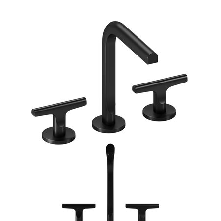 3d rendering of black faucet isolated on white background.の写真素材