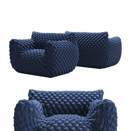 3d render of blue armchair isolated on white background with clipping pathの写真素材