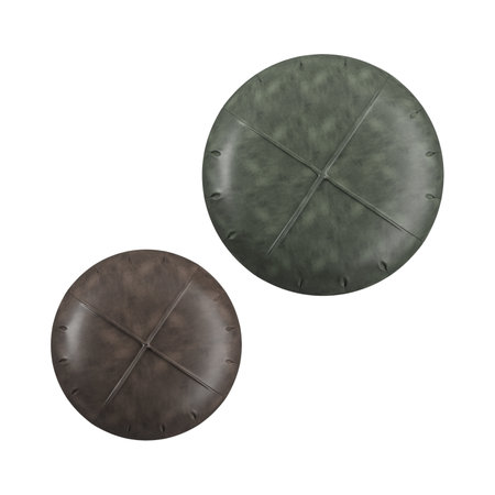 Leather round buttons isolated on white background. 3d rendering.の写真素材