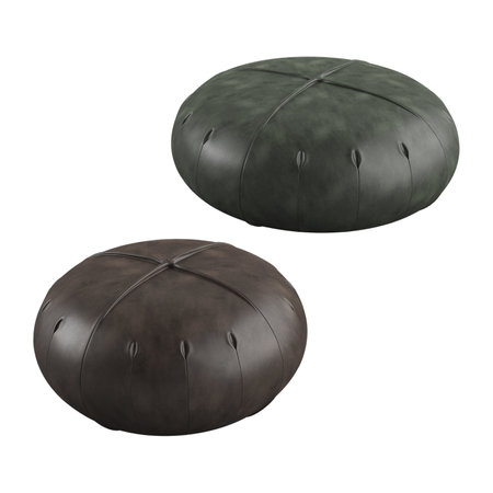 Black and brown leather pouf isolated on white background. 3d renderの写真素材