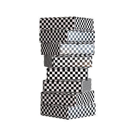 Black and white checkered font. Letter I. 3D Renderingの写真素材