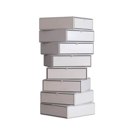 Stack of white boxes isolated on white background. 3D rendering.の写真素材