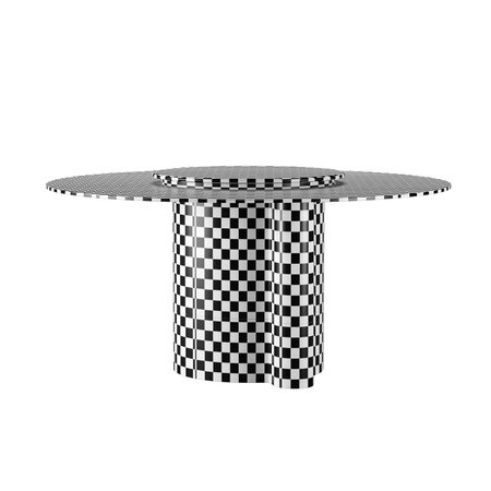 3d render of cylinder shape with black and white elements isolated on white backgroundの写真素材