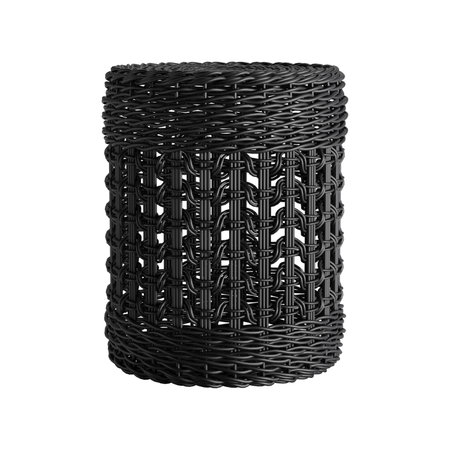 Black plastic basket isolated on white background. 3D rendering. Studio shot.の写真素材