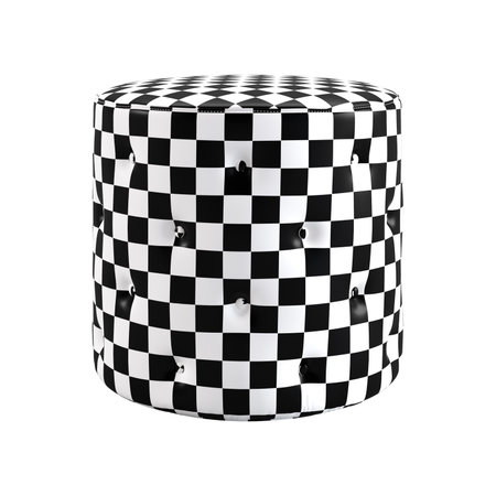 Black and white checkered cylinder isolated on white background. 3d rendering.の写真素材