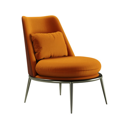 Modern orange armchair isolated on white background with clipping path. 3d renderの写真素材