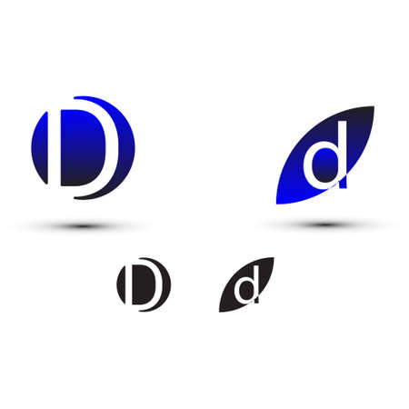 D letter logo with two styles and gradient colorsのイラスト素材
